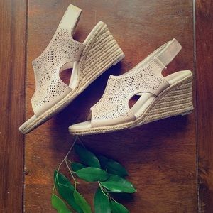 Clarks Nude Wedge Sandals